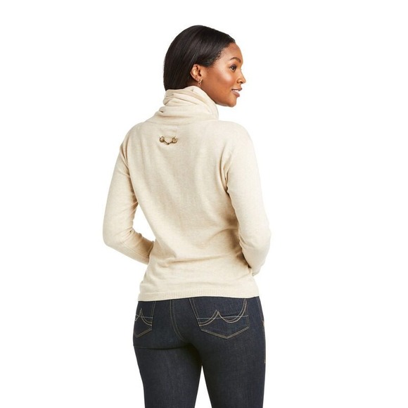 Ariat Lexi Sweater Women's S Beige Supima Cotton Knit Cowl Neck Sweater NWOT - Picture 1 of 10